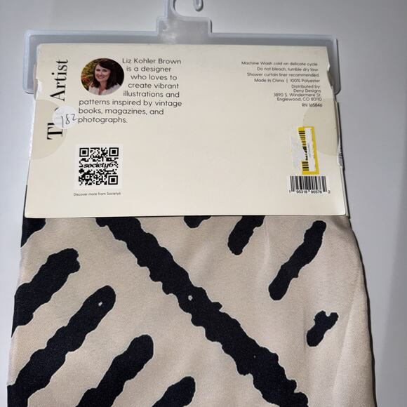 NWT Society6 Thinline Studio Cloth Shower Curtain 68 x 72" Line Mud Bone - Picture 6 of 6